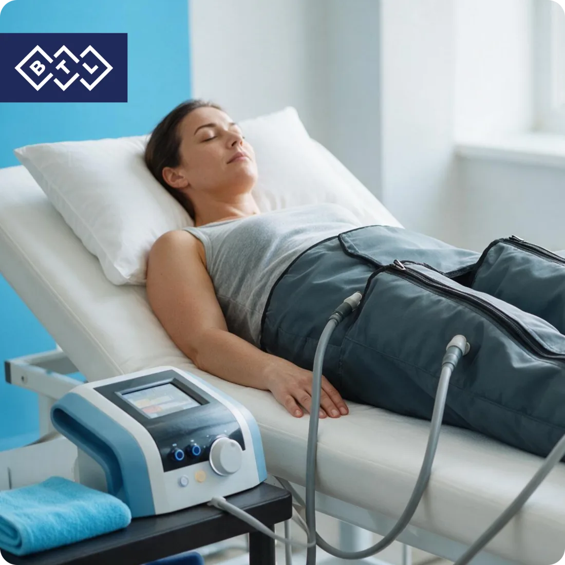 Equipo de presoterapia BTL en cabina de FisioPro